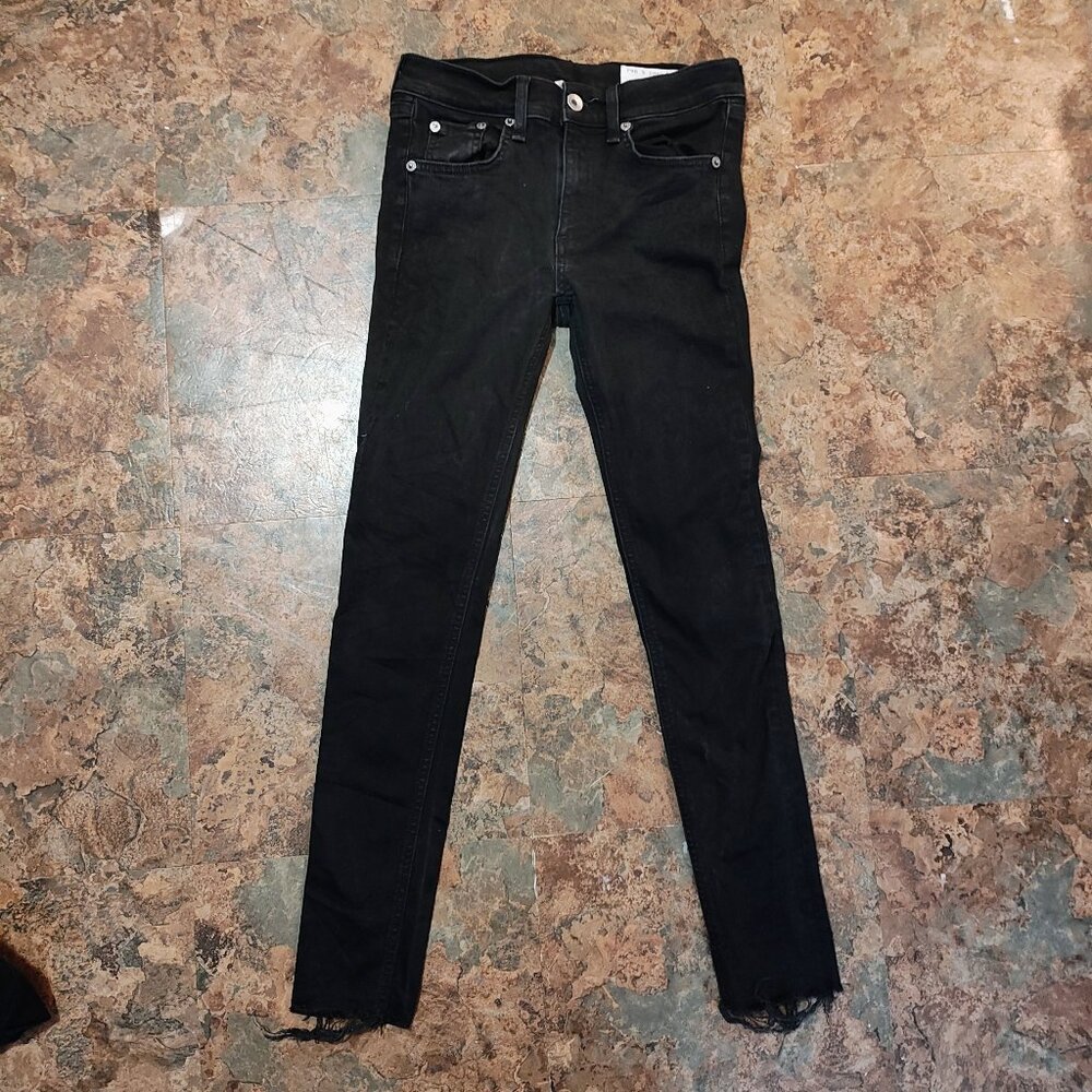 Rag And Bone Jeans Womens 25 Black Mid Rise Ankle Skinny Modal Cotton Blend